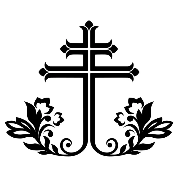 Ornamentales katholisches Kreuz, Vektorillustration. — Stockvektor