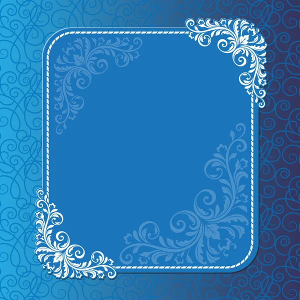 New Year and Christmas card. Template for banner, card, certificate with decorative elements and background. Swatch of seamless pattern is included in the file. Shades of blue. — Stock Vector