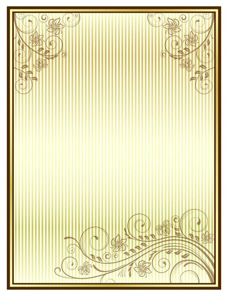 Decorative gold frame with floral ornament on background. Template for diplomas, certificates. Letter page format. — Stock Vector