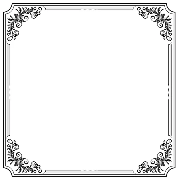 Černý čtverec dekorativní rám s medailonky. — Stockový vektor