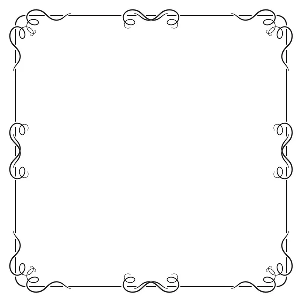 Cadre carré noir avec tourbillons, décoration de page . — Image vectorielle