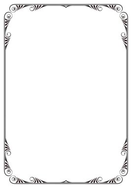 Dekoratif siyah çerçeve. A4 sayfa biçimi.