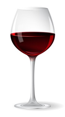 Şarap kadehi kırmızı şarap ile. Vektör çizim.