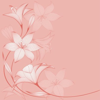 Çiçek tek renkli arka plan ile soyut lily çiçekler. Vektör çizim.