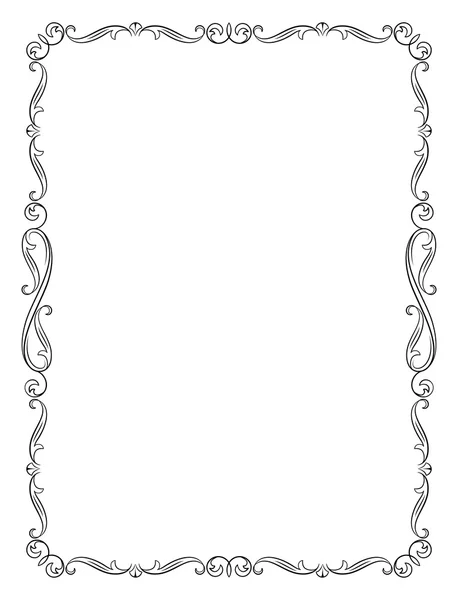 Decoratief zwart frame. Brief pagina verhoudingen. — Stockvector