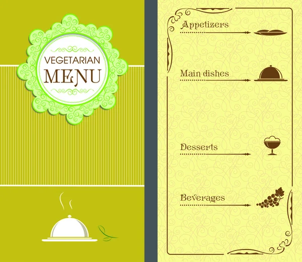 Template, design for vegetarian menu. — Stock Vector