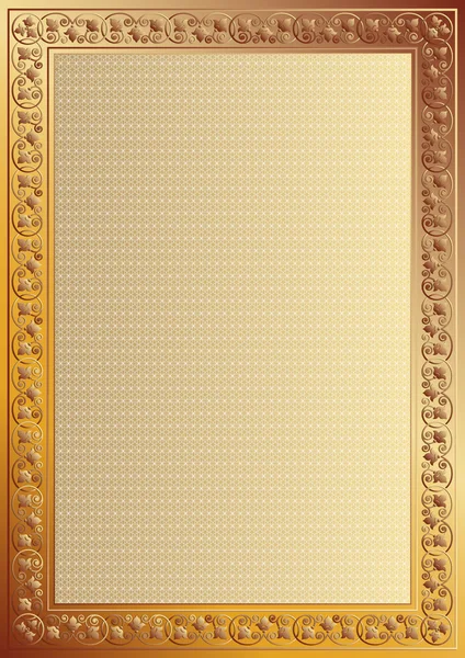 Moldura de ouro decorativa para certificado, diploma ou foto; grade tangier . — Vetor de Stock