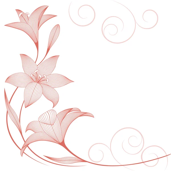 Fondo floreale monocromatico con fiori di giglio astratti. Illustrazione vettoriale . — Vettoriale Stock