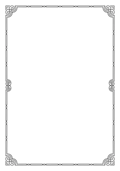 Dekorativer schwarzer Rahmen. a4-Seitenformat. — Stockvektor