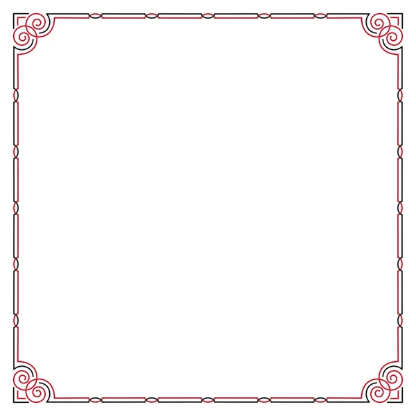Dekorativer schwarzer und roter quadratischer Rahmen. — Stockvektor