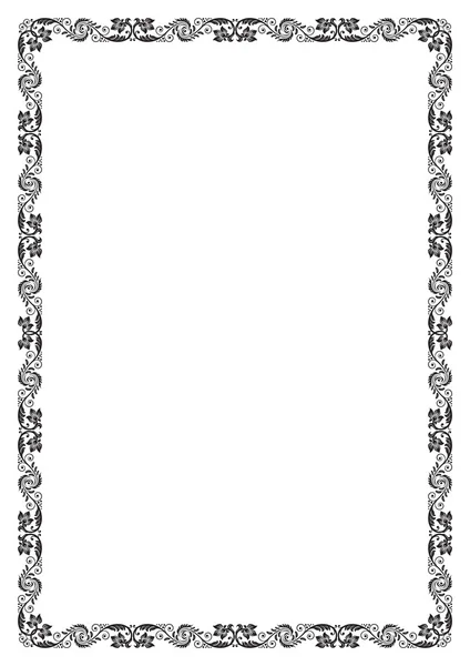 Dekoratif siyah çerçeve çiçek. A4 sayfa biçimi.