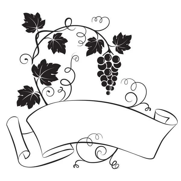 Kaydırma, üzüm ve yaprakları, şarap, bir tasarım öğesi için bir şarap listesi için etiket bir grup ile şerit. Düzenlenebilir ve çıkarılabilir üzüm parçasıdır.