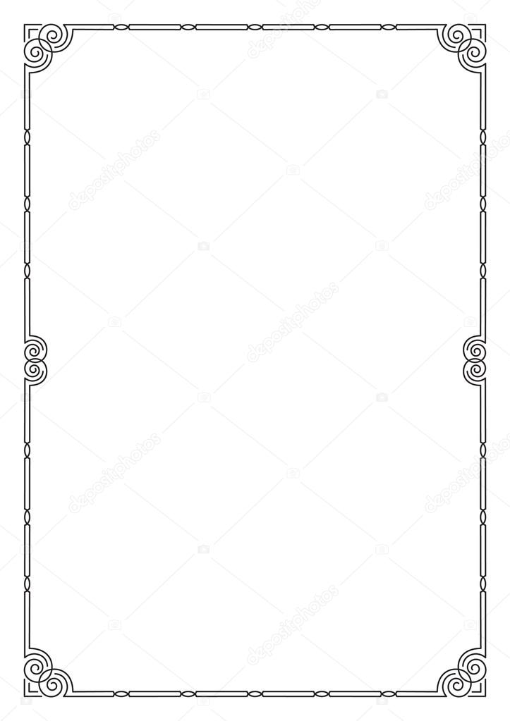 Decorative black frame. A4 page format. Stock Vector by