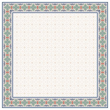 Dekoratif çerçeve, Arap tarzı. Desen fırçası dikdörtgen çerçeve için ve dolgu için örneği dahildir.