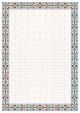 Dekoratif çerçeve, A 4 sayfa biçimi, Arap tarzı. Desen fırçası dikdörtgen çerçeve için ve dolgu için örneği dahildir.