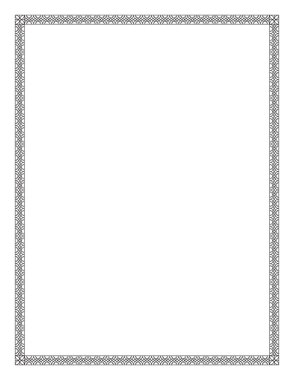 Dekoratif siyah çerçeve, Arapça, oryantal tarzı. Desen fırçası dahil edilir. Mektup sayfa biçimi.