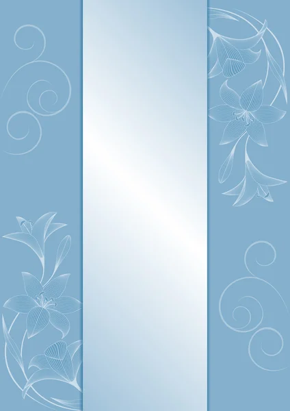 Fundo azul com flores de lírio abstratas. Modelo para cartão, diploma, etiqueta. Formato da página A4 . — Vetor de Stock
