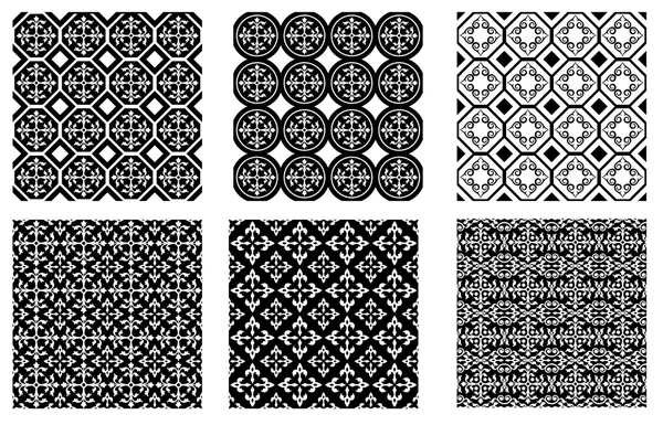 원활한 흑백 패턴, 아랍 스타일의 집합입니다. 색상 견본 포함 됩니다.. — 스톡 벡터