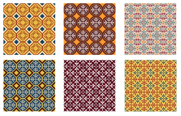 Conjunto de patrones de color sin costuras, estilo árabe. Las muestras están incluidas . — Vector de stock