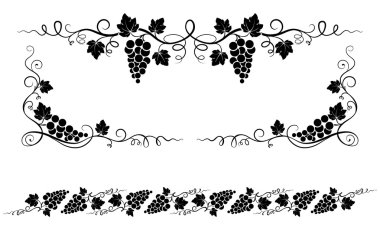 Dekoratif elemanlar, köşeleri ile demetleri üzüm, üzüm yaprakları.