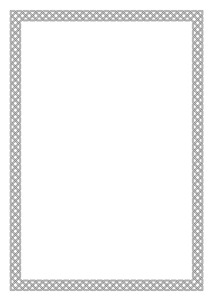 Cadre décoratif noir et blanc, arabe, style oriental. Format de page A4 . — Image vectorielle