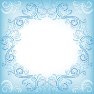 Mavi arka plan ve swirls, vektör suluboya taklit. 