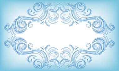 Mavi arka plan ve swirls, vektör suluboya taklit. 