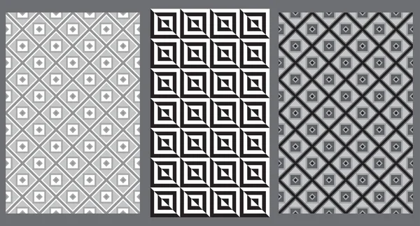 Reihe nahtloser geometrischer Muster in Schwarz und Weiß. Muster-Muster sind in Vektordatei enthalten. — Stockvektor