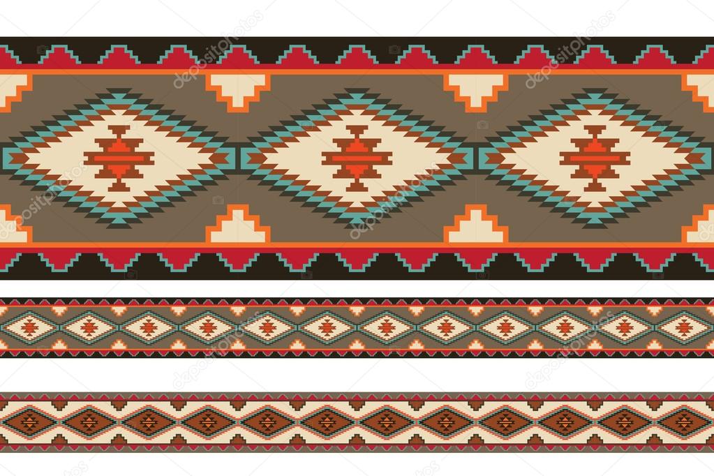 American Indians tribal blanket patterns. Pattern brushes are included in vector file.