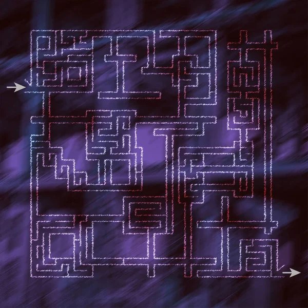Maze game for children and adults. Scribbled lines on dark abstract background.