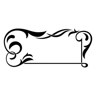 Siyah dikdörtgen dekoratif kenar, şablon. Üst üste binen satırlar, vignettler.