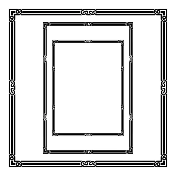 Schwarzer Rahmen Keltischer Arabischer Stil Din Din Buchstabenproportionen Quadratische Rahmen — Stockvektor