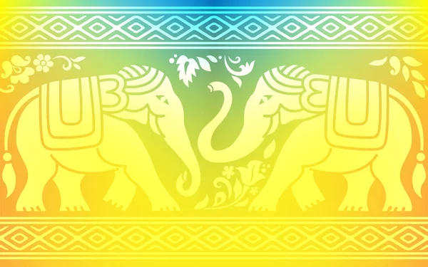 Бесшовный Узор Декоративными Слонами Цветами Границами Юго Восточная Азия Африка — стоковый вектор