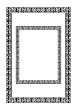 Dikdörtgen geometrik çerçeveler. Antika Yunan tarzı. A3, Harf Oranları.  