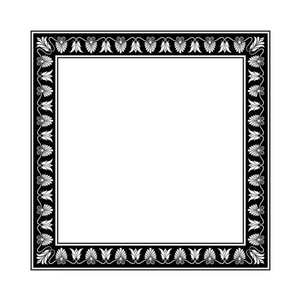 Square Decorative Frame Antic Greek Style Floral Elements Vignettes Black — Stock Vector