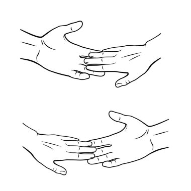 Siyah el siluetleri. Çizimler. Yardım, destek. İntihar önleme kavramı.