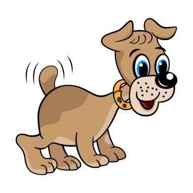 Tatlı çizgi film köpeği. Yavru köpek, köpekçik. Beyaz arkaplanda izole.