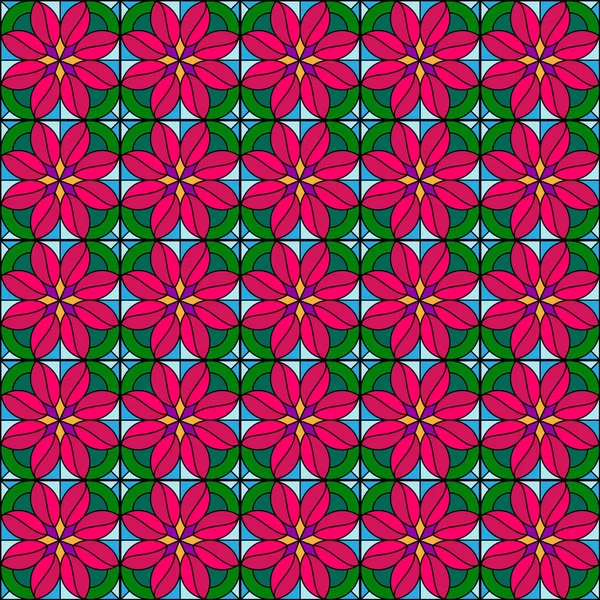 Nahtloses Muster Mit Floralen Elementen Gesättigte Farben Fliesen Frühling Sommer — Stockvektor