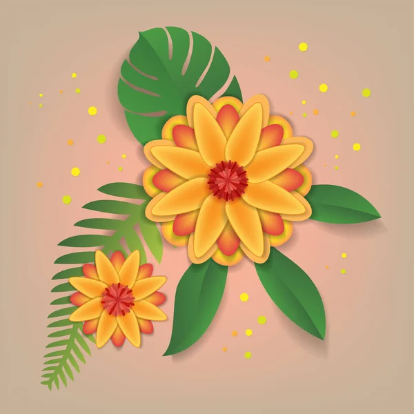 Vector Imitatie Van Papieren Bloemen Bladeren — Stockvector