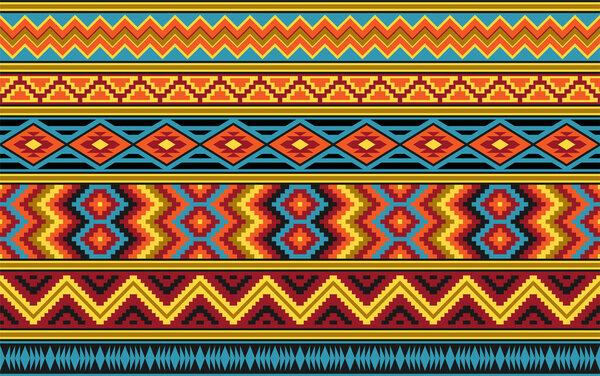 Ethnic geometric seamless pattern. Saturated colors.