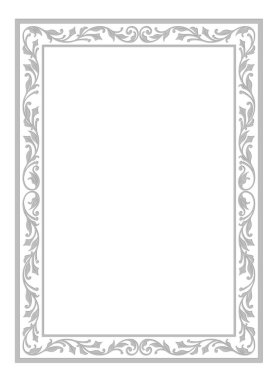 Beyaz arkaplan üzerinde 3B efektli dikdörtgen gri çerçeve. 