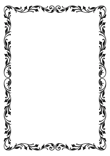 Черный Прямоугольный Каркас Украшение Страницы Обложки Цветочные Элементы Пропорции — стоковый вектор