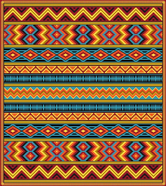 Ethnic Geometric Blanket American Indian Style Saturated Colors — Stock Vector