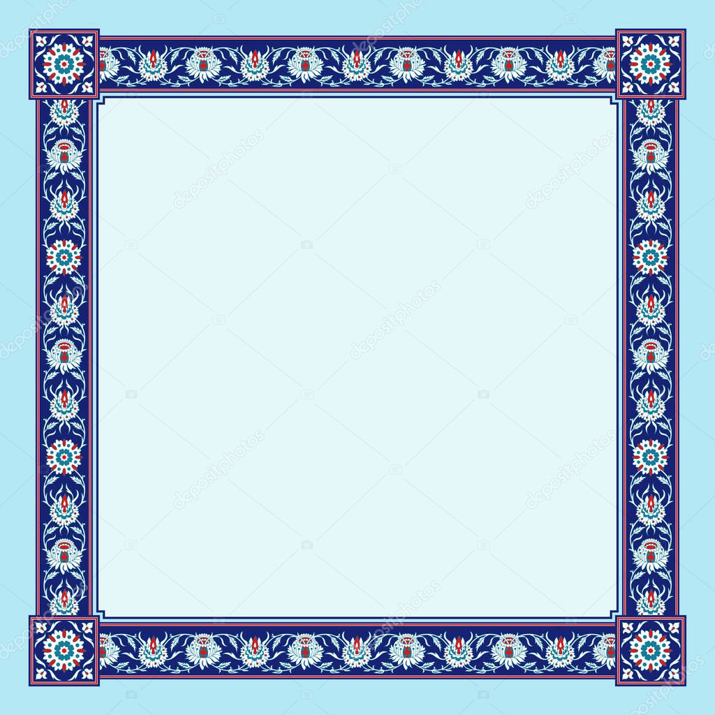 Square framework. Persian floral style. 