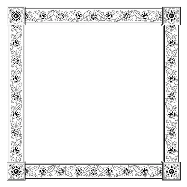Квадратный Черно Белый Цветочный Каркас Персидский Стиль — стоковый вектор