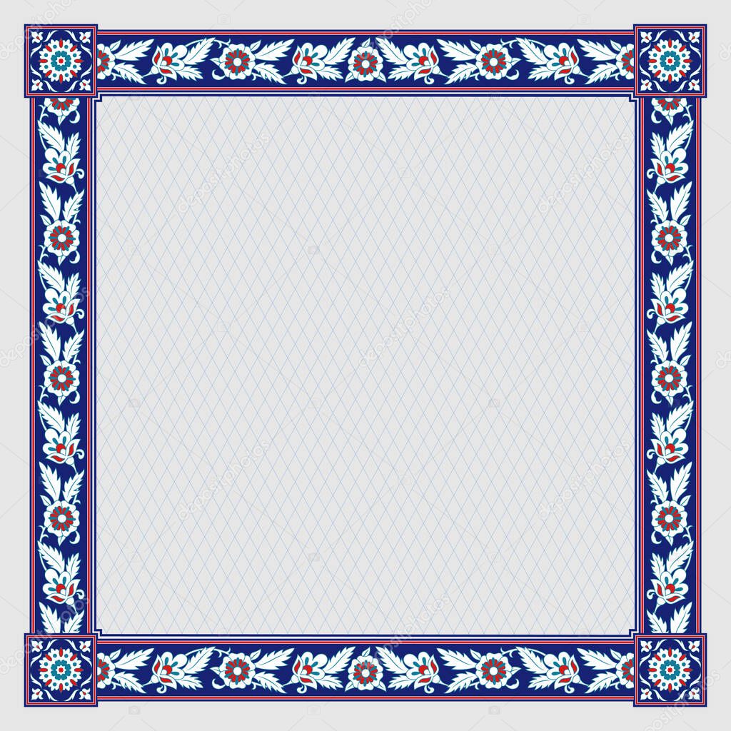 Square floral framework. Persian style. 