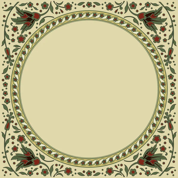 Cadre Floral Rond Décoratif Ancien Style Persan Coins Floraux — Image vectorielle