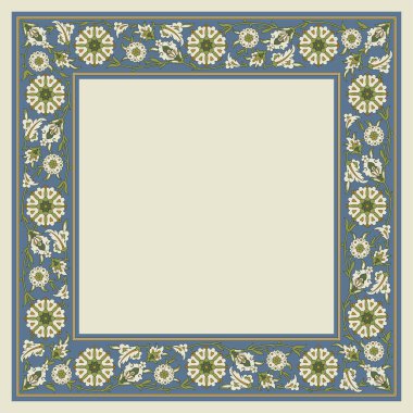 Dekoratif çiçek çerçevesi. Arapça, Farsça. 