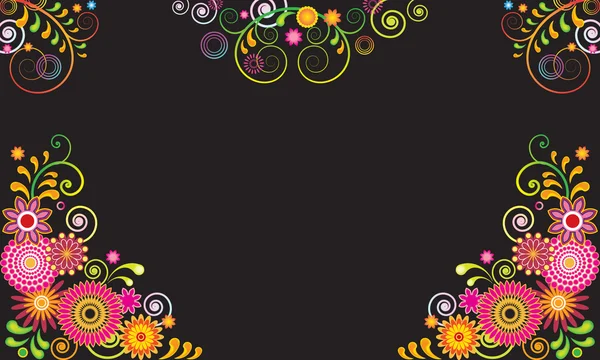 Quadro vetorial colorido com flores extravagantes — Vetor de Stock