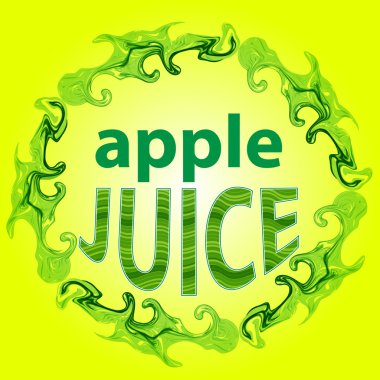 Apple juice label, splashes of apple juice.